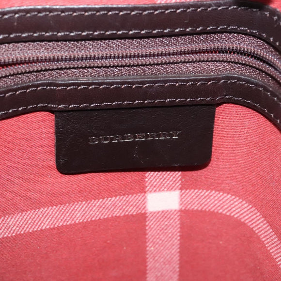 BURBERRY Tote Bag Canvas Leather White Silver Auth bs28323