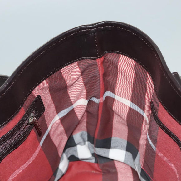 BURBERRY Tote Bag Canvas Leather White Silver Auth bs28323