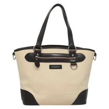 BURBERRY Tote Bag Canvas Leather White Silver Auth bs28323 - 0