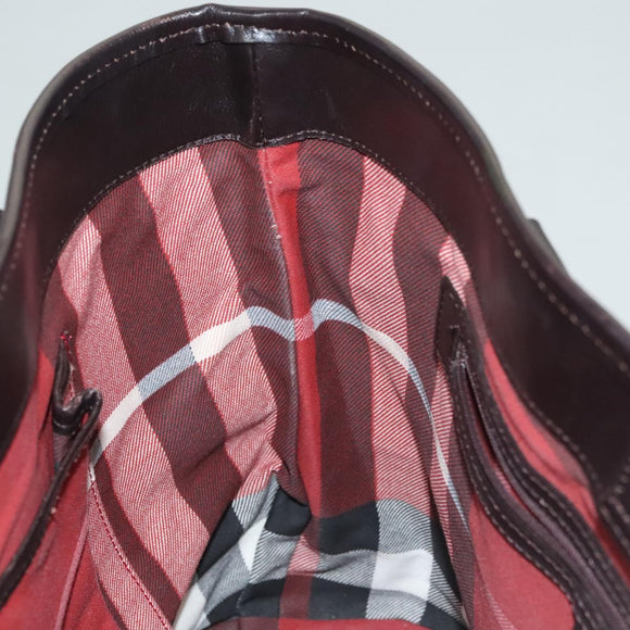 BURBERRY Tote Bag Canvas Leather White Silver Auth bs28323