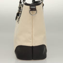 BURBERRY Tote Bag Canvas Leather White Silver Auth bs28323-4