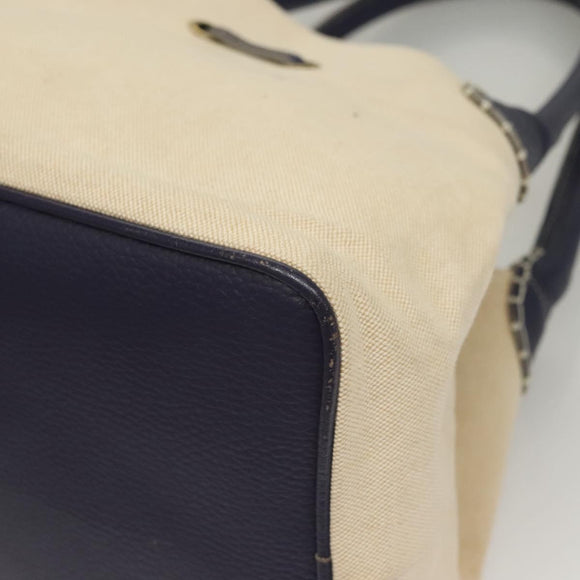 BURBERRY Tote Bag Canvas Leather Beige Purple Auth bs28324