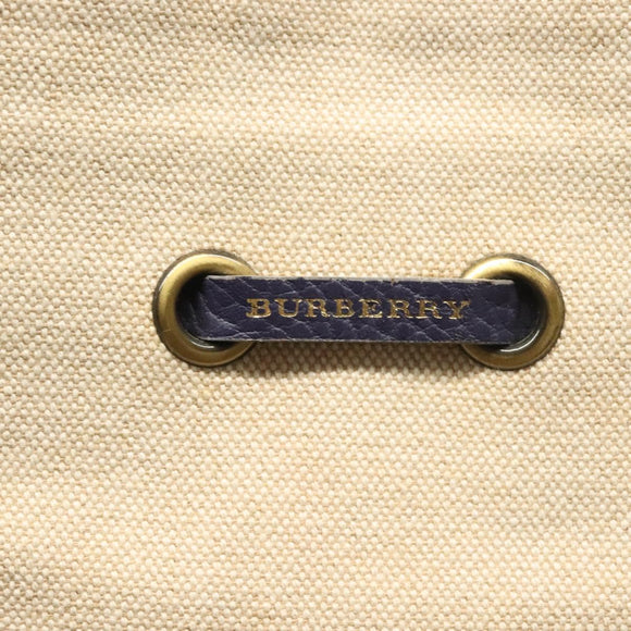 BURBERRY Tote Bag Canvas Leather Beige Purple Auth bs28324