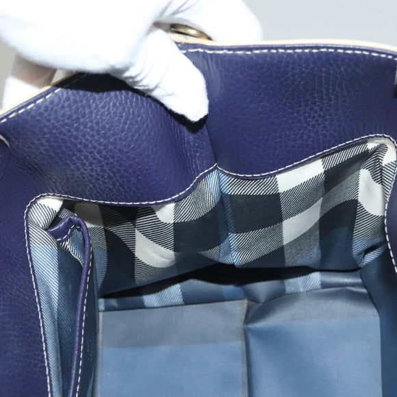 BURBERRY Tote Bag Canvas Leather Beige Purple Auth bs28324