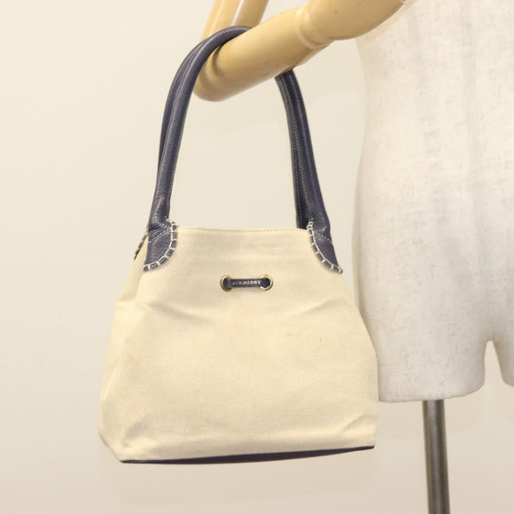 BURBERRY Tote Bag Canvas Leather Beige Purple Auth bs28324