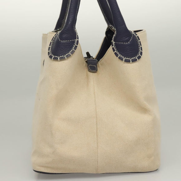 BURBERRY Tote Bag Canvas Leather Beige Purple Auth bs28324