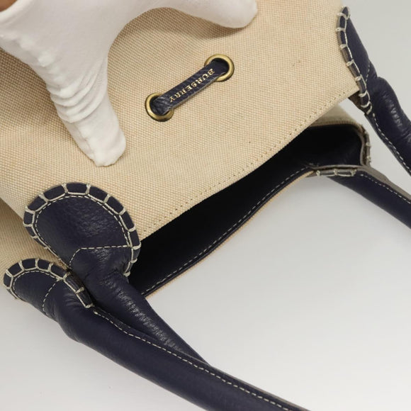 BURBERRY Tote Bag Canvas Leather Beige Purple Auth bs28324
