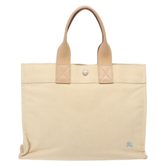 BURBERRY Blue Label Tote Bag Canvas Beige Silver Auth bs28326