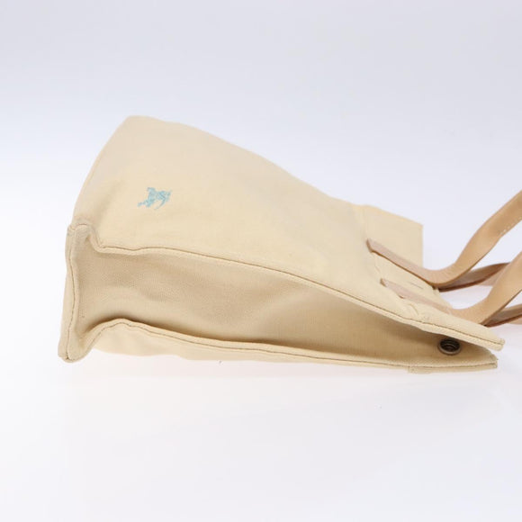 BURBERRY Blue Label Tote Bag Canvas Beige Silver Auth bs28326