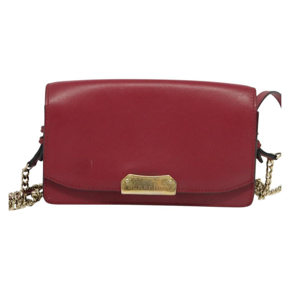 BURBERRY Chain Wallet Leather Pink Gold Auth bs28328