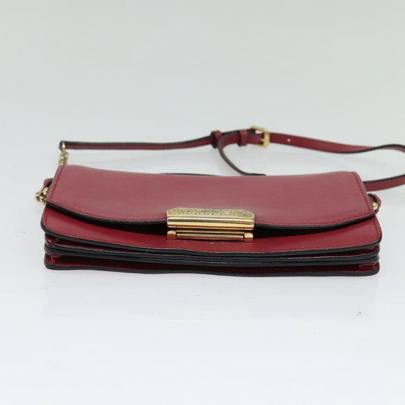 BURBERRY Chain Wallet Leather Pink Gold Auth bs28328