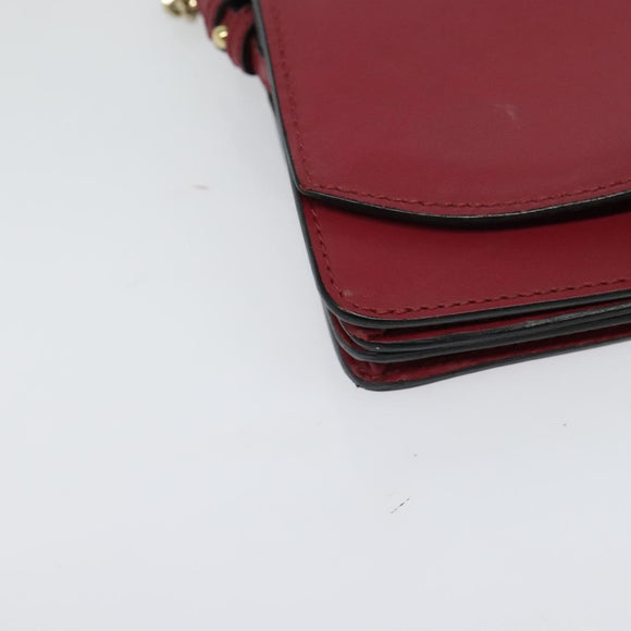 BURBERRY Chain Wallet Leather Pink Gold Auth bs28328