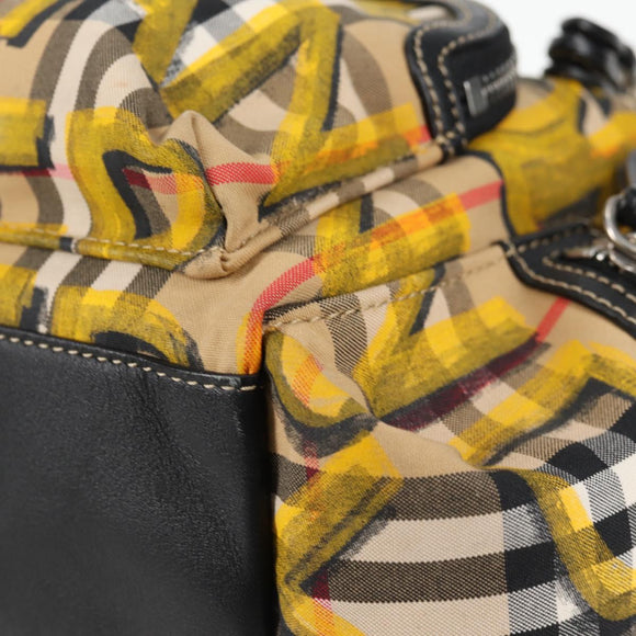 BURBERRY Nova Check Backpack Canvas Beige Silver Auth bs28329M
