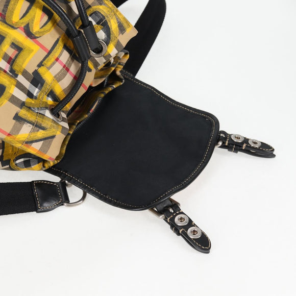 BURBERRY Nova Check Backpack Canvas Beige Silver Auth bs28329M
