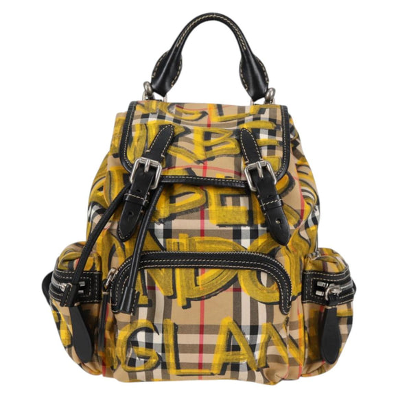 BURBERRY Nova Check Backpack Canvas Beige Silver Auth bs28329M