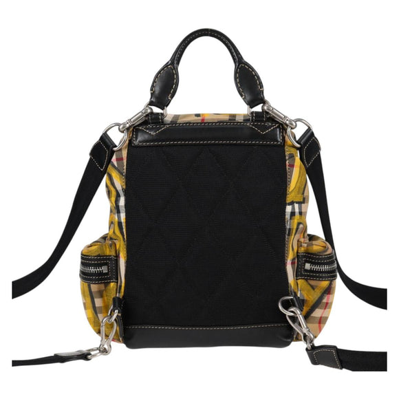 BURBERRY Nova Check Backpack Canvas Beige Silver Auth bs28329M