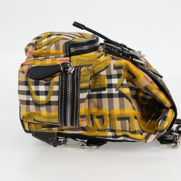 BURBERRY Nova Check Backpack Canvas Beige Silver Auth bs28329M
