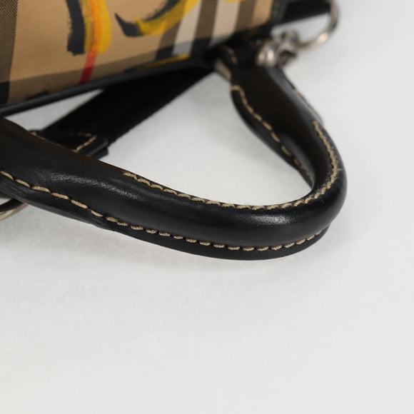 BURBERRY Nova Check Backpack Canvas Beige Silver Auth bs28329M