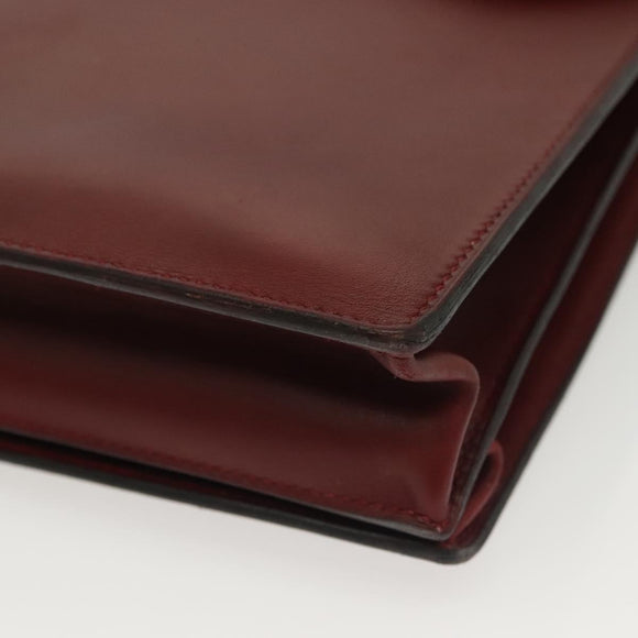 HERMES Sac Adepeche 40 Hand Bag Leather Bordeaux Gold Auth bs28333