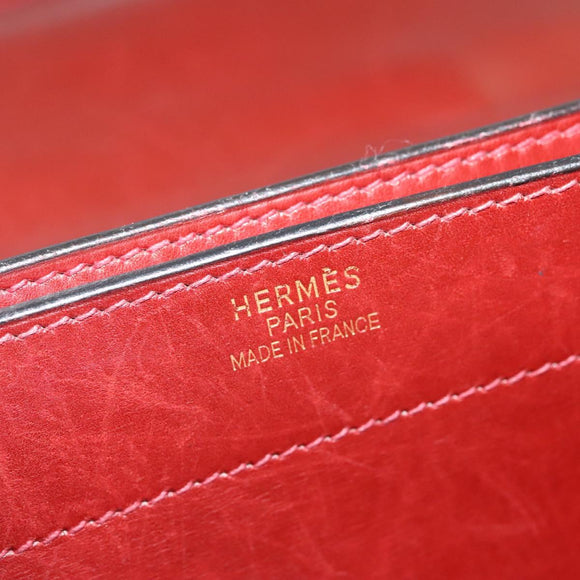 HERMES Sac Adepeche 40 Hand Bag Leather Bordeaux Gold Auth bs28333