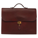 HERMES Sac Adepeche 40 Hand Bag Leather Bordeaux Gold Auth bs28333-13