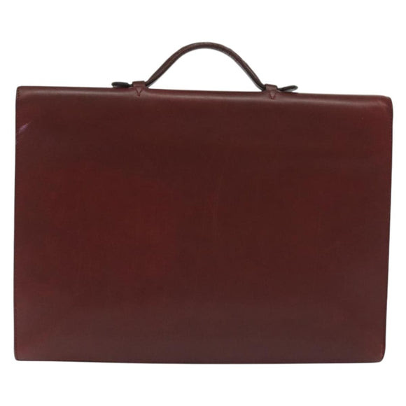 HERMES Sac Adepeche 40 Hand Bag Leather Bordeaux Gold Auth bs28333