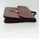 HERMES Sac Adepeche 40 Hand Bag Leather Bordeaux Gold Auth bs28333-3