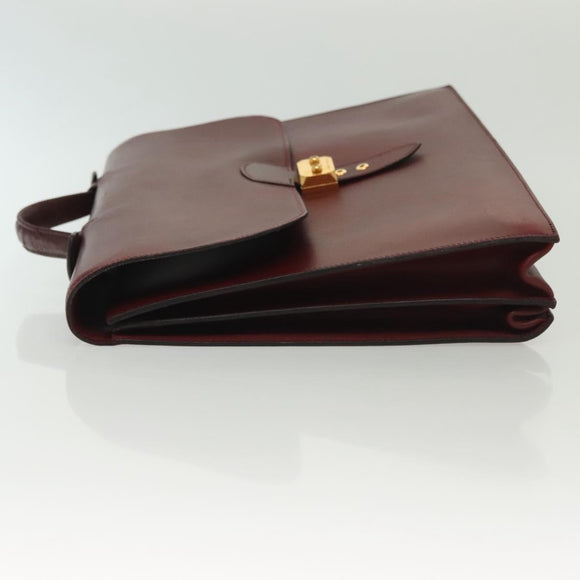 HERMES Sac Adepeche 40 Hand Bag Leather Bordeaux Gold Auth bs28333