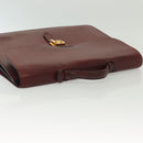 HERMES Sac Adepeche 40 Hand Bag Leather Bordeaux Gold Auth bs28333-6