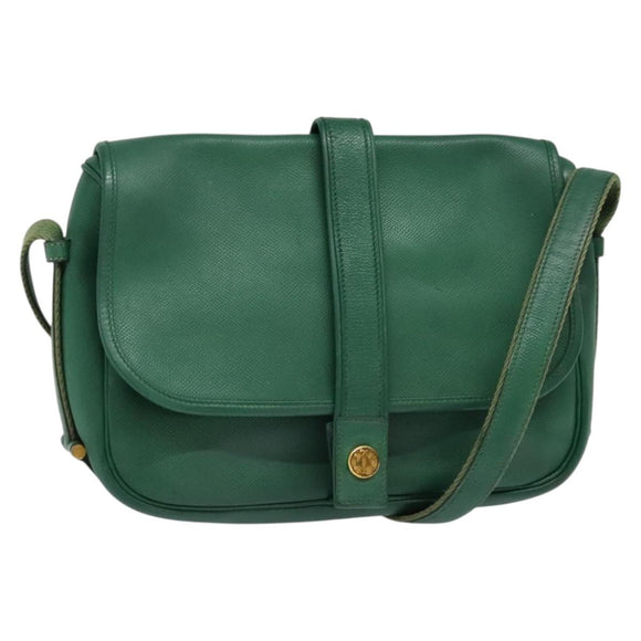 HERMES Shoulder Bag Leather Green Gold Auth bs28334