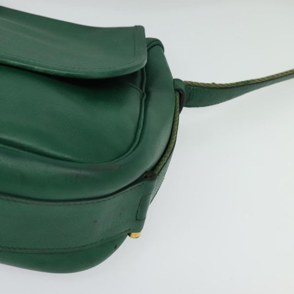HERMES Shoulder Bag Leather Green Gold Auth bs28334