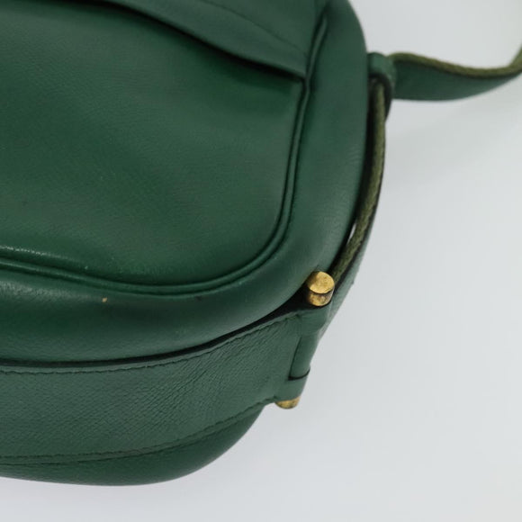 HERMES Shoulder Bag Leather Green Gold Auth bs28334