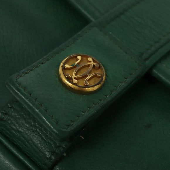 HERMES Shoulder Bag Leather Green Gold Auth bs28334