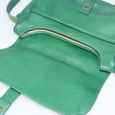 HERMES Shoulder Bag Leather Green Gold Auth bs28334-10