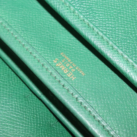 HERMES Shoulder Bag Leather Green Gold Auth bs28334