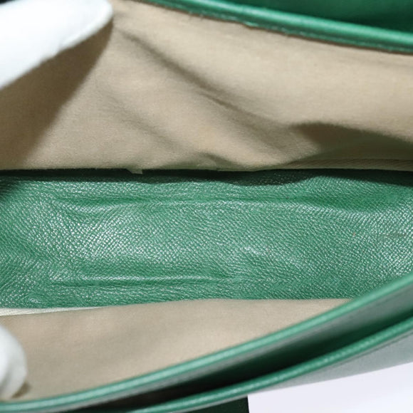 HERMES Shoulder Bag Leather Green Gold Auth bs28334