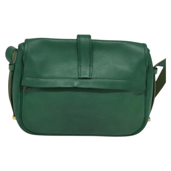 HERMES Shoulder Bag Leather Green Gold Auth bs28334
