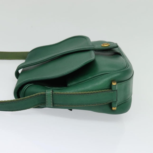 HERMES Shoulder Bag Leather Green Gold Auth bs28334