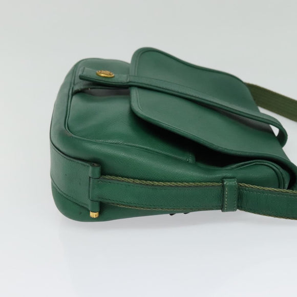 HERMES Shoulder Bag Leather Green Gold Auth bs28334