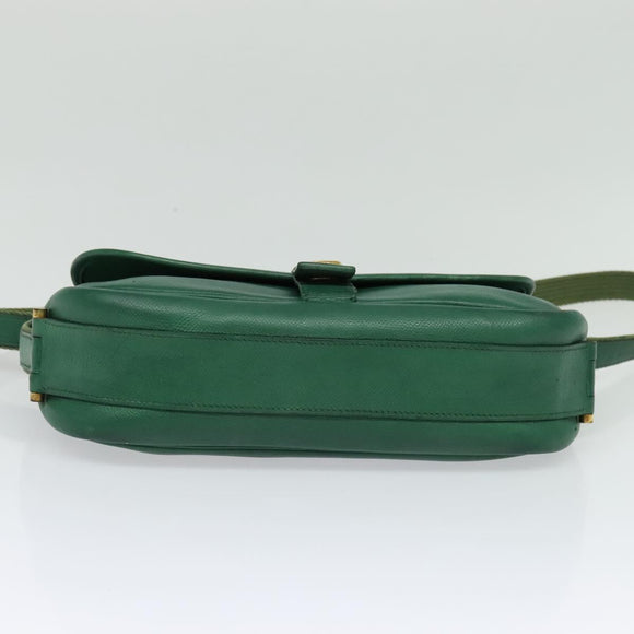 HERMES Shoulder Bag Leather Green Gold Auth bs28334