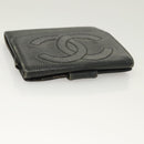 CHANEL Pouch Nylon Caviar Skin 2 Set Black Silver CC Auth bs28342-13