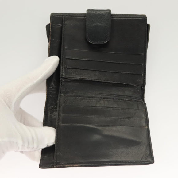 CHANEL Pouch Nylon Caviar Skin 2Set Black Silver CC Auth bs28342