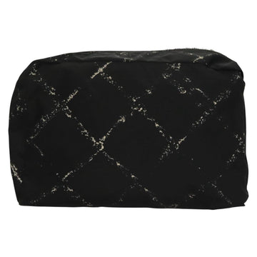 CHANEL Pouch Nylon Caviar Skin 2Set Black Silver CC Auth bs28342 - 0