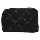 CHANEL Pouch Nylon Caviar Skin 2 Set Black Silver CC Auth bs28342-2