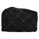 CHANEL Pouch Nylon Caviar Skin 2 Set Black Silver CC Auth bs28342-3