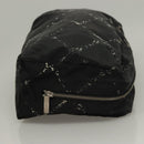 CHANEL Pouch Nylon Caviar Skin 2Set Black Silver CC Auth bs28342-4