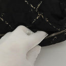 CHANEL Pouch Nylon Caviar Skin 2Set Black Silver CC Auth bs28342-6