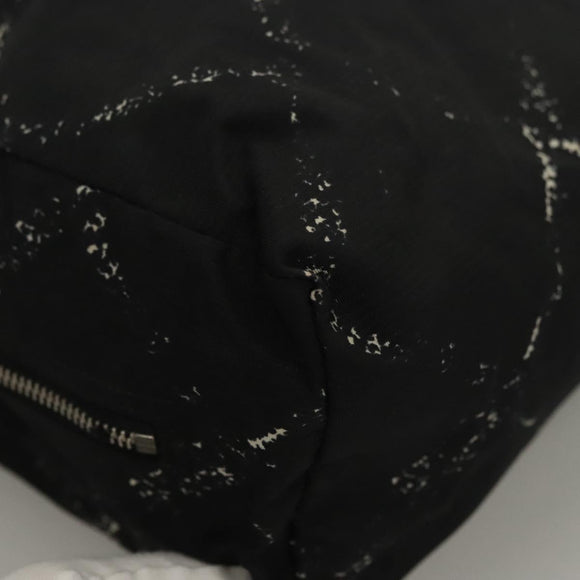 CHANEL Pouch Nylon Caviar Skin 2 Set Black Silver CC Auth bs28342