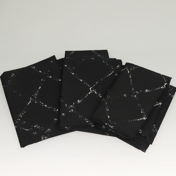 CHANEL Pouch Nylon Caviar Skin 2Set Black Silver CC Auth bs28342