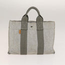 HERMES Her Line Tote Bag Canvas 2Set Gray Black Silver Auth bs28344-12